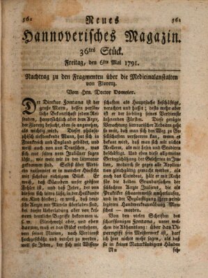 Neues hannoversches Magazin (Hannoversche Anzeigen) Freitag 6. Mai 1791