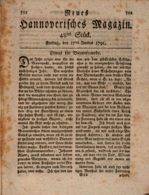 Neues hannoversches Magazin (Hannoversche Anzeigen) Freitag 17. Juni 1791