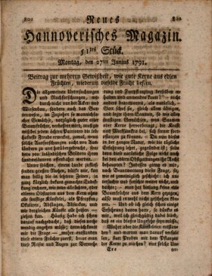 Neues hannoversches Magazin (Hannoversche Anzeigen) Montag 27. Juni 1791