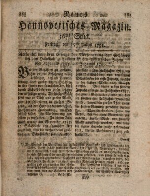 Neues hannoversches Magazin (Hannoversche Anzeigen) Freitag 15. Juli 1791