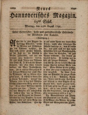 Neues hannoversches Magazin (Hannoversche Anzeigen) Montag 29. August 1791