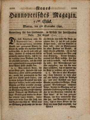 Neues hannoversches Magazin (Hannoversche Anzeigen) Montag 5. September 1791