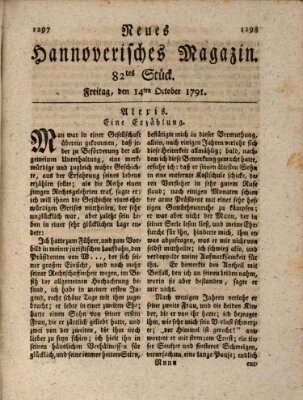 Neues hannoversches Magazin (Hannoversche Anzeigen) Freitag 14. Oktober 1791