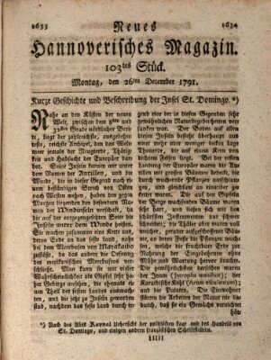 Neues hannoversches Magazin (Hannoversche Anzeigen) Montag 26. Dezember 1791