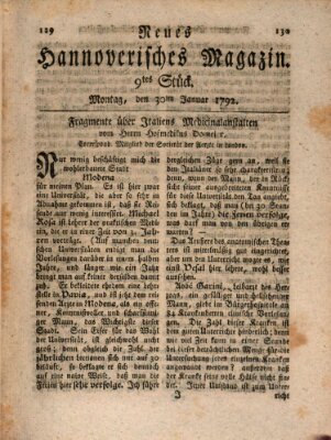 Neues hannoversches Magazin (Hannoversche Anzeigen) Montag 30. Januar 1792