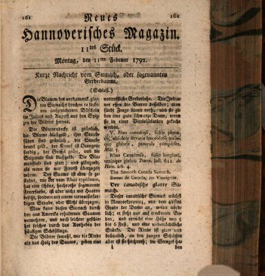 Neues hannoversches Magazin (Hannoversche Anzeigen) Montag 6. Februar 1792