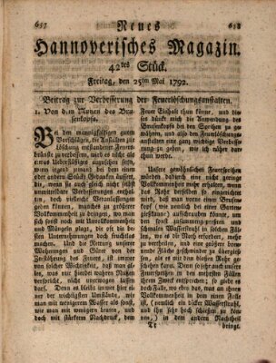 Neues hannoversches Magazin (Hannoversche Anzeigen) Freitag 25. Mai 1792