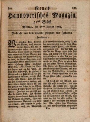 Neues hannoversches Magazin (Hannoversche Anzeigen) Montag 25. Juni 1792