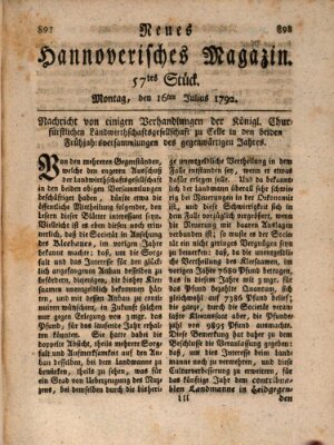 Neues hannoversches Magazin (Hannoversche Anzeigen) Montag 16. Juli 1792