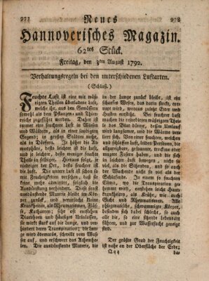 Neues hannoversches Magazin (Hannoversche Anzeigen) Freitag 3. August 1792