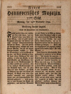 Neues hannoversches Magazin (Hannoversche Anzeigen) Montag 24. September 1792