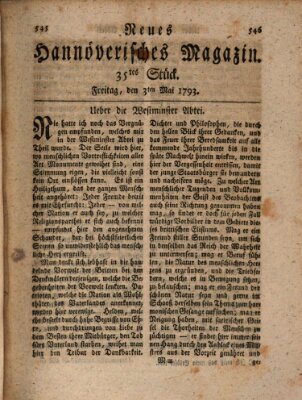 Neues hannoversches Magazin (Hannoversche Anzeigen) Freitag 3. Mai 1793