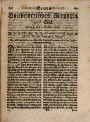 Neues hannoversches Magazin (Hannoversche Anzeigen) Freitag 24. Mai 1793