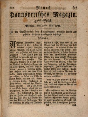 Neues hannoversches Magazin (Hannoversche Anzeigen) Montag 27. Mai 1793