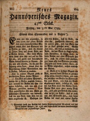 Neues hannoversches Magazin (Hannoversche Anzeigen) Freitag 31. Mai 1793