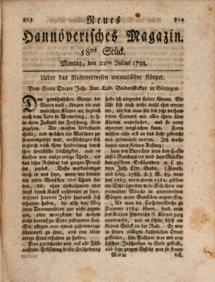 Neues hannoversches Magazin (Hannoversche Anzeigen) Montag 22. Juli 1793