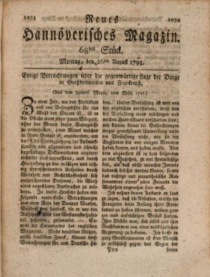 Neues hannoversches Magazin (Hannoversche Anzeigen) Montag 26. August 1793