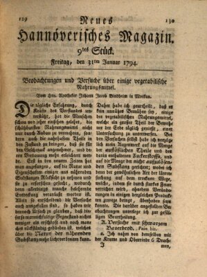 Neues hannoversches Magazin (Hannoversche Anzeigen) Freitag 31. Januar 1794