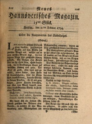 Neues hannoversches Magazin (Hannoversche Anzeigen) Freitag 21. Februar 1794