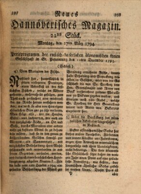 Neues hannoversches Magazin (Hannoversche Anzeigen) Montag 17. März 1794