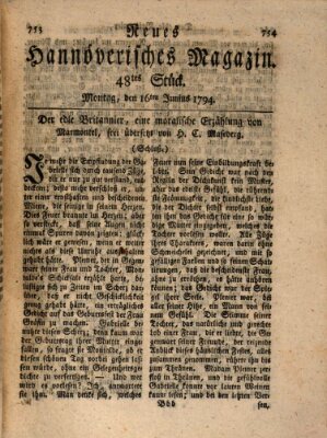 Neues hannoversches Magazin (Hannoversche Anzeigen) Montag 16. Juni 1794