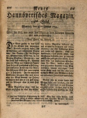 Neues hannoversches Magazin (Hannoversche Anzeigen) Montag 30. Juni 1794