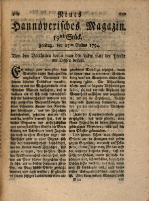 Neues hannoversches Magazin (Hannoversche Anzeigen) Freitag 25. Juli 1794