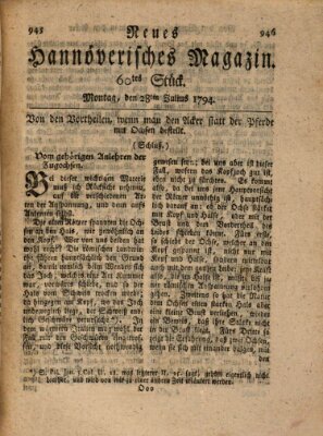 Neues hannoversches Magazin (Hannoversche Anzeigen) Montag 28. Juli 1794