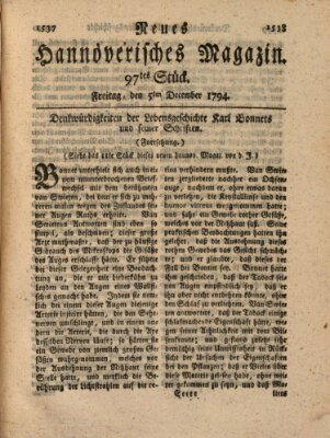 Neues hannoversches Magazin (Hannoversche Anzeigen) Freitag 5. Dezember 1794