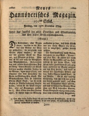 Neues hannoversches Magazin (Hannoversche Anzeigen) Freitag 19. Dezember 1794