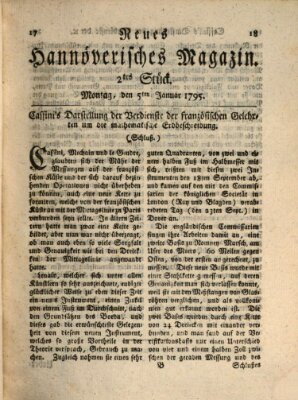 Neues hannoversches Magazin (Hannoversche Anzeigen) Montag 5. Januar 1795