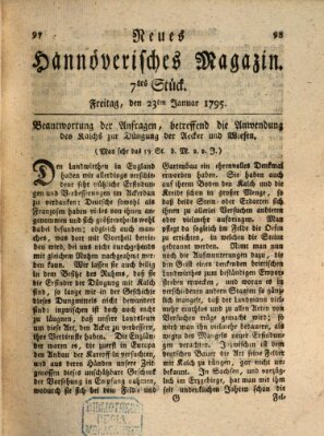 Neues hannoversches Magazin (Hannoversche Anzeigen) Freitag 23. Januar 1795