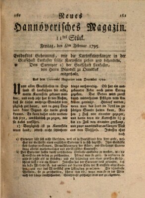 Neues hannoversches Magazin (Hannoversche Anzeigen) Freitag 6. Februar 1795