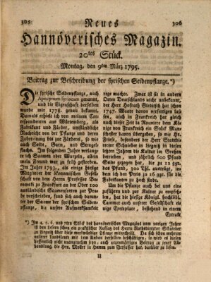 Neues hannoversches Magazin (Hannoversche Anzeigen) Montag 9. März 1795