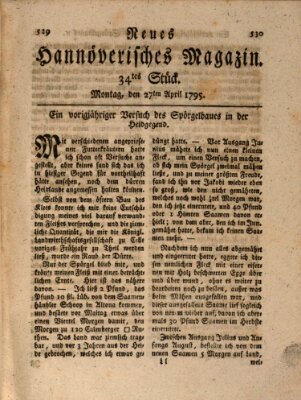 Neues hannoversches Magazin (Hannoversche Anzeigen) Montag 27. April 1795