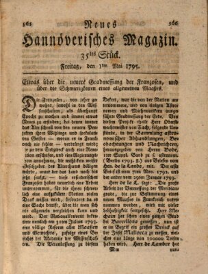 Neues hannoversches Magazin (Hannoversche Anzeigen) Freitag 1. Mai 1795