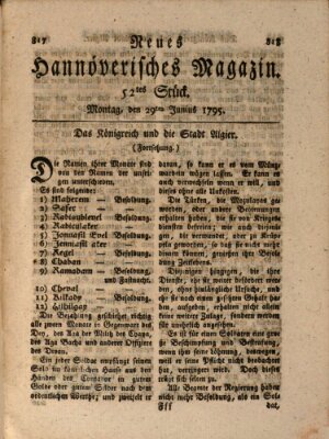 Neues hannoversches Magazin (Hannoversche Anzeigen) Montag 29. Juni 1795