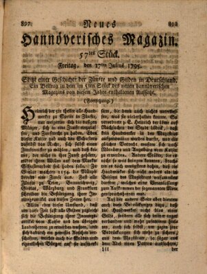 Neues hannoversches Magazin (Hannoversche Anzeigen) Freitag 17. Juli 1795