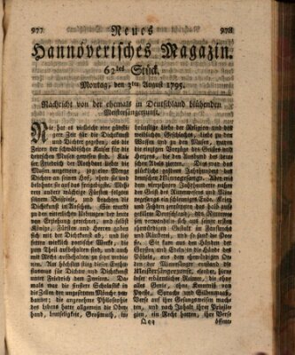 Neues hannoversches Magazin (Hannoversche Anzeigen) Montag 3. August 1795