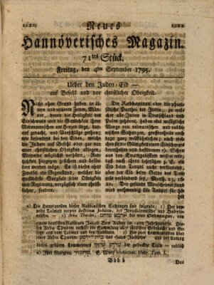 Neues hannoversches Magazin (Hannoversche Anzeigen) Freitag 4. September 1795