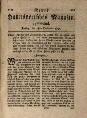 Neues hannoversches Magazin (Hannoversche Anzeigen) Freitag 18. September 1795