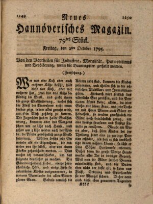 Neues hannoversches Magazin (Hannoversche Anzeigen) Freitag 2. Oktober 1795