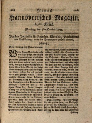 Neues hannoversches Magazin (Hannoversche Anzeigen) Montag 5. Oktober 1795