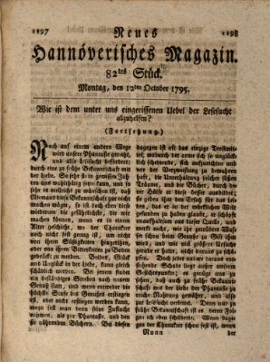 Neues hannoversches Magazin (Hannoversche Anzeigen) Montag 12. Oktober 1795