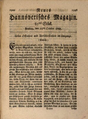 Neues hannoversches Magazin (Hannoversche Anzeigen) Freitag 23. Oktober 1795