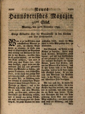 Neues hannoversches Magazin (Hannoversche Anzeigen) Montag 30. November 1795