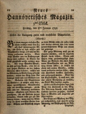 Neues hannoversches Magazin (Hannoversche Anzeigen) Freitag 8. Januar 1796