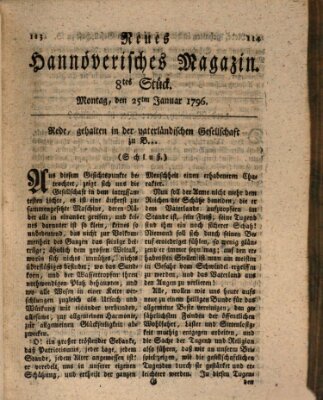 Neues hannoversches Magazin (Hannoversche Anzeigen) Montag 25. Januar 1796