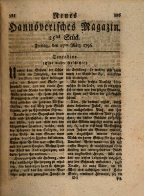 Neues hannoversches Magazin (Hannoversche Anzeigen) Freitag 25. März 1796