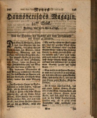 Neues hannoversches Magazin (Hannoversche Anzeigen) Freitag 29. April 1796